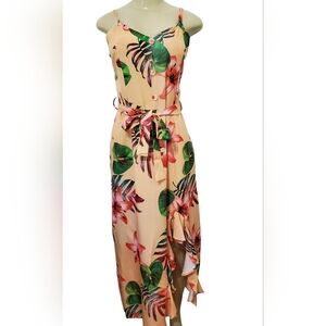 Tropical High Low Dress with Belt